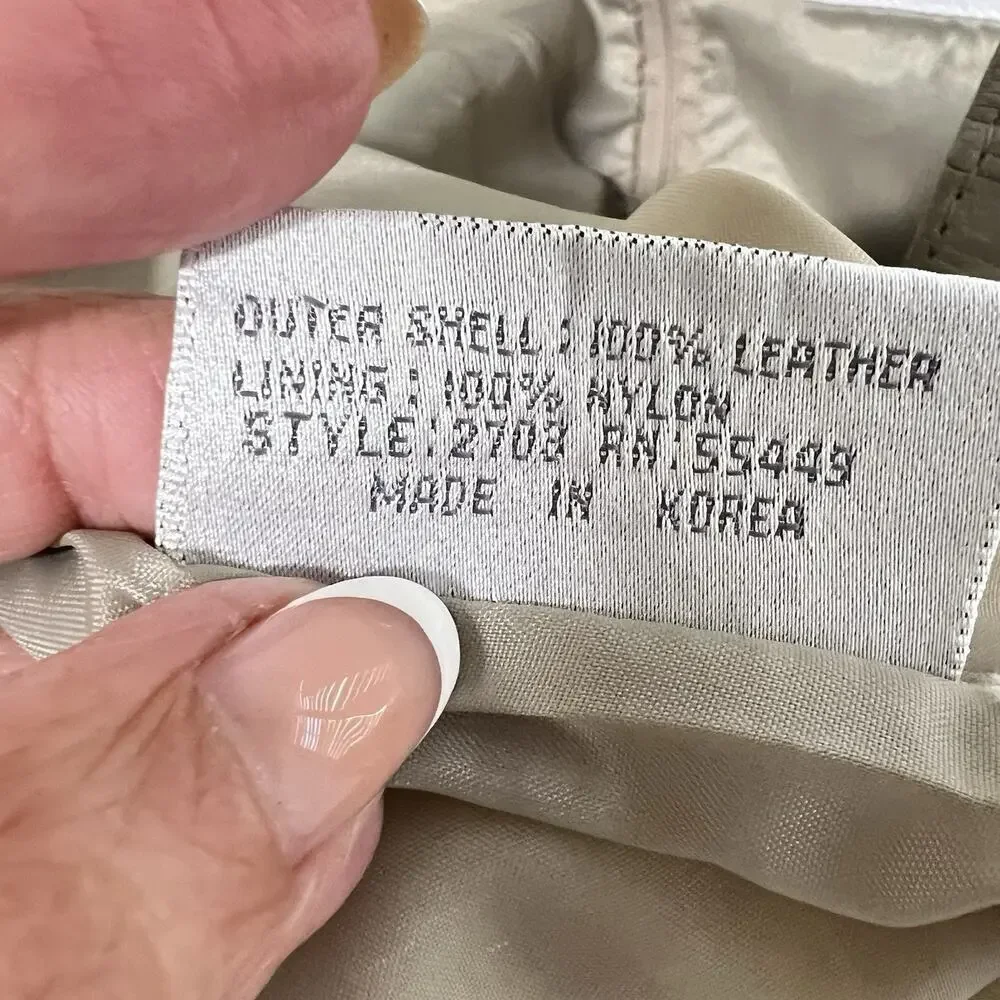 Vintage 80s Tan Beige Leather Skirt Knee Length Size 9/10 FITS SMALL Classic